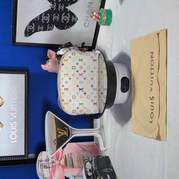 Louis VuittonX Takashi Murakami Multicolored White Cosmetic Pouch PM